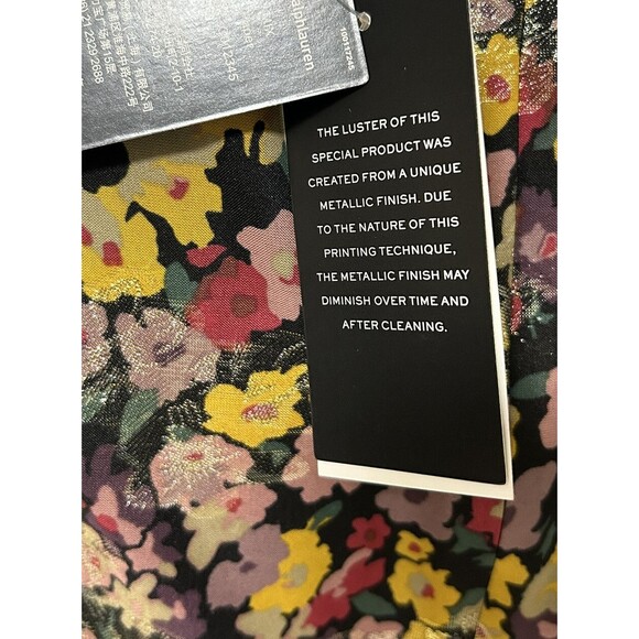 NWT Ralph Lauren Black Label Pleated Metallic Floral Dress Size 2 Jacquard - Picture 8 of 15